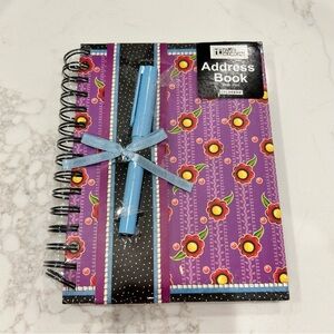 Vintage Mary Engelbreit Address Book With Pen New Purple Floral Polka Dot